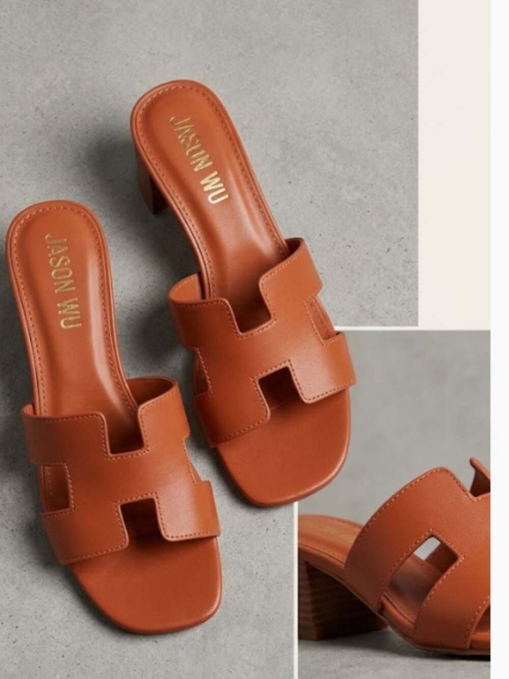NWT Jason Wu Brown Genuine Leather Cutout Slide Sandals – Runway Style 9.5